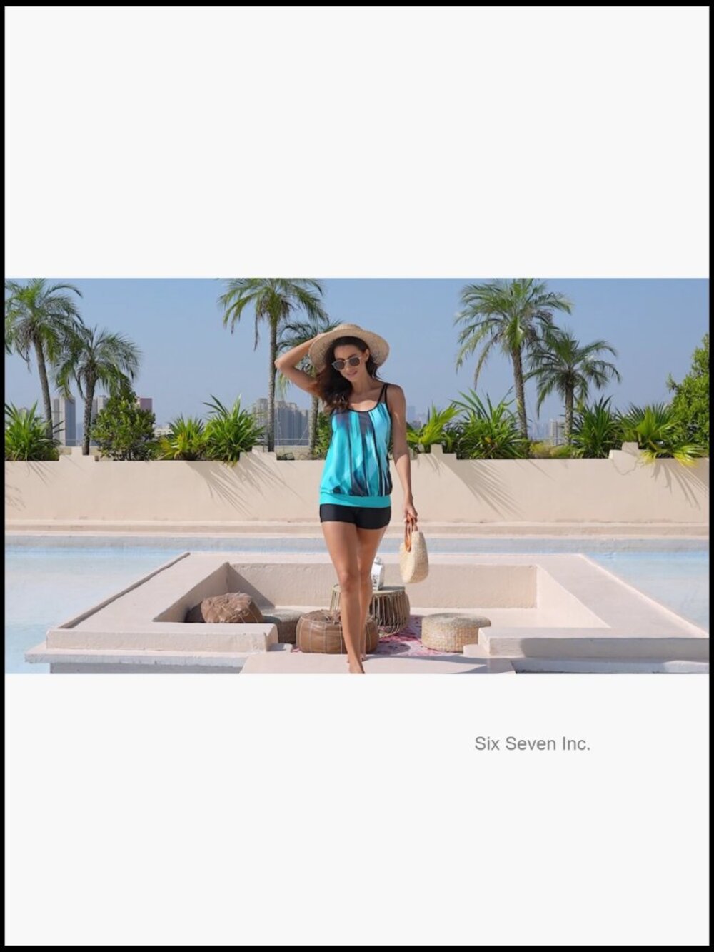 Tankini Swimsuit Tummy Control Blouson Two Piece with High Waist Boy Shorts - Picture 7 of 7
